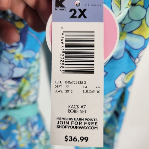 NWT Vintage Pink by Kmart Robe/Chemis Set Teal Floral Size 2XL Cotton Poly Blend - Picture 7 of 12